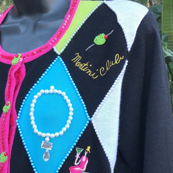 Too much fun martini club cardigan - Picture 5 of 15